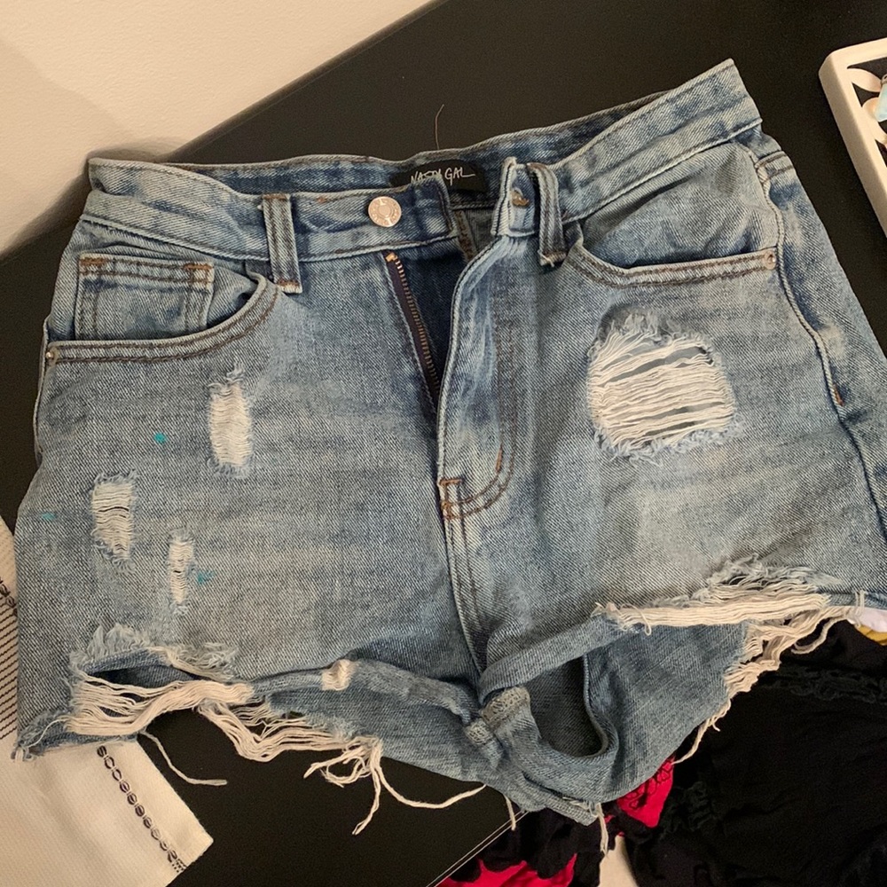 Nasty gal high waisted denim ripped shorts